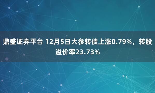 鼎盛证券平台 12月5日大参转债上涨0.79%，转股溢价率23.73%