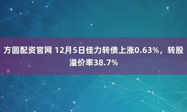 方圆配资官网 12月5日佳力转债上涨0.63%，转股溢价率38.7%