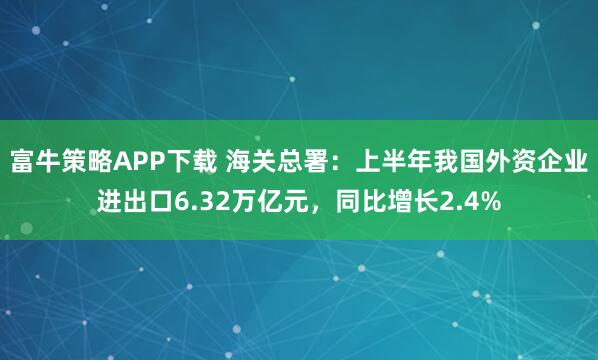 富牛策略APP下载 海关总署：上半年我国外资企业进出口6.32万亿元，同比增长2.4%